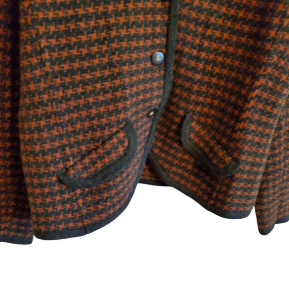 David Brooks 100% Lamb Wool Orange Brown Houndstooth Cardigan XL - Picture 4 of 15